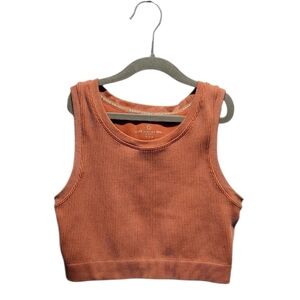 Aerie Offline Real Me Ribbed Cropped Tank Top Rust Orange Size Medium